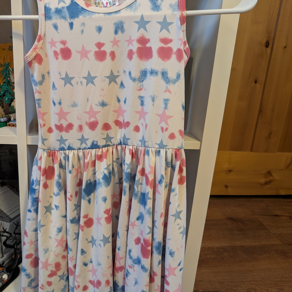 Starry Pink and Blue Kids Dress